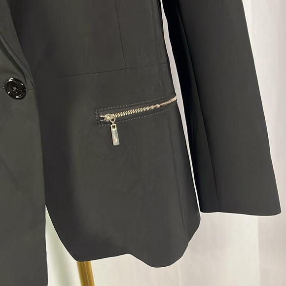 White House Black Market Black Single Button Zipper Accent Blazer - Picture 9 of 16